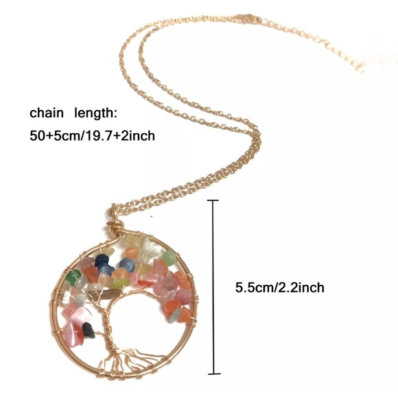 New Crystal Gem Tree Of Life Water-Drop Necklace Chakra Reiki Healing Amulet - Picture 4 of 5